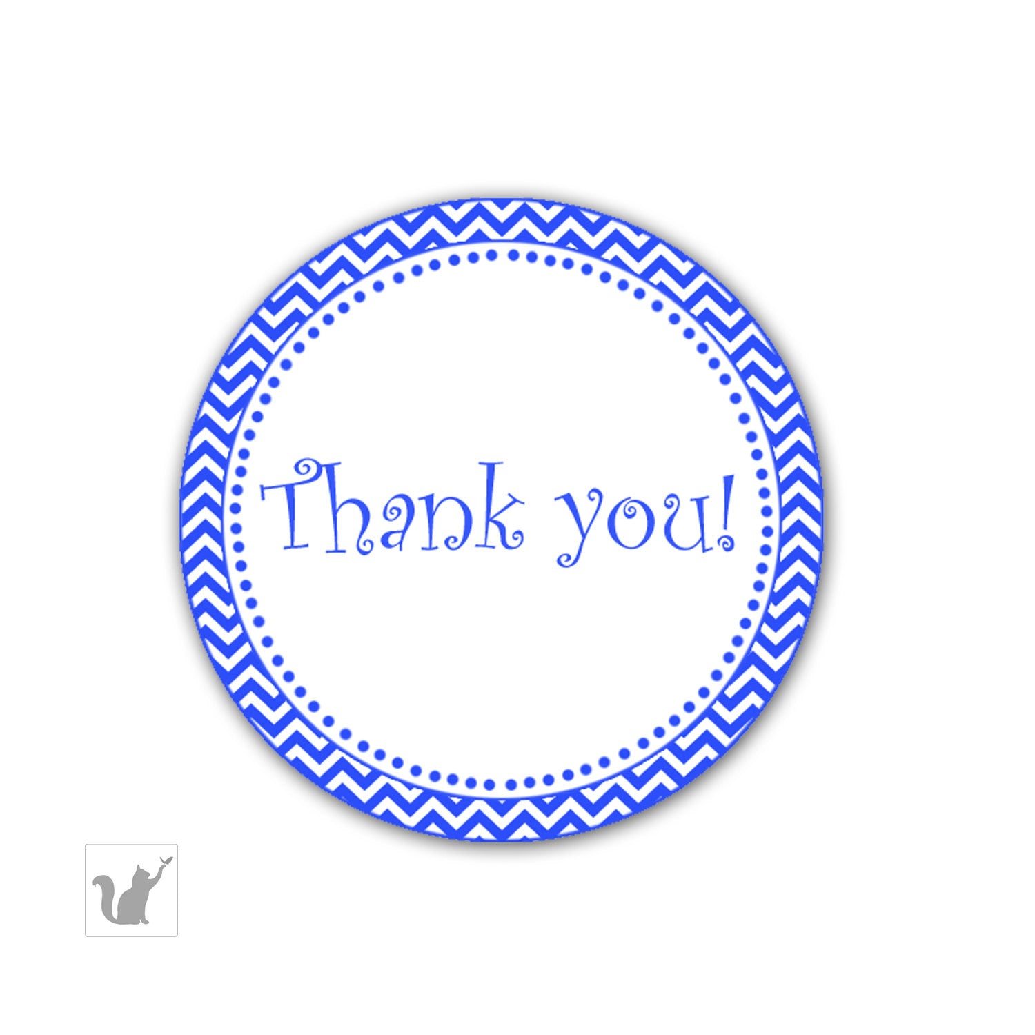 Blue Chevron Thank You Label Favor Tag Sticker Birthday Baby Shower