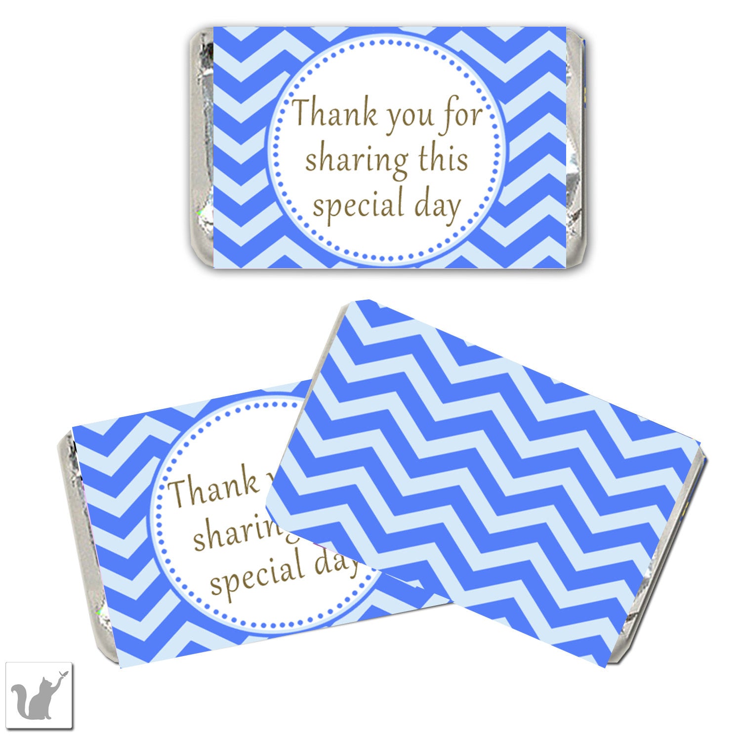 Blue Chevron Mini Candy Wrapper Label Birthday Baby Shower