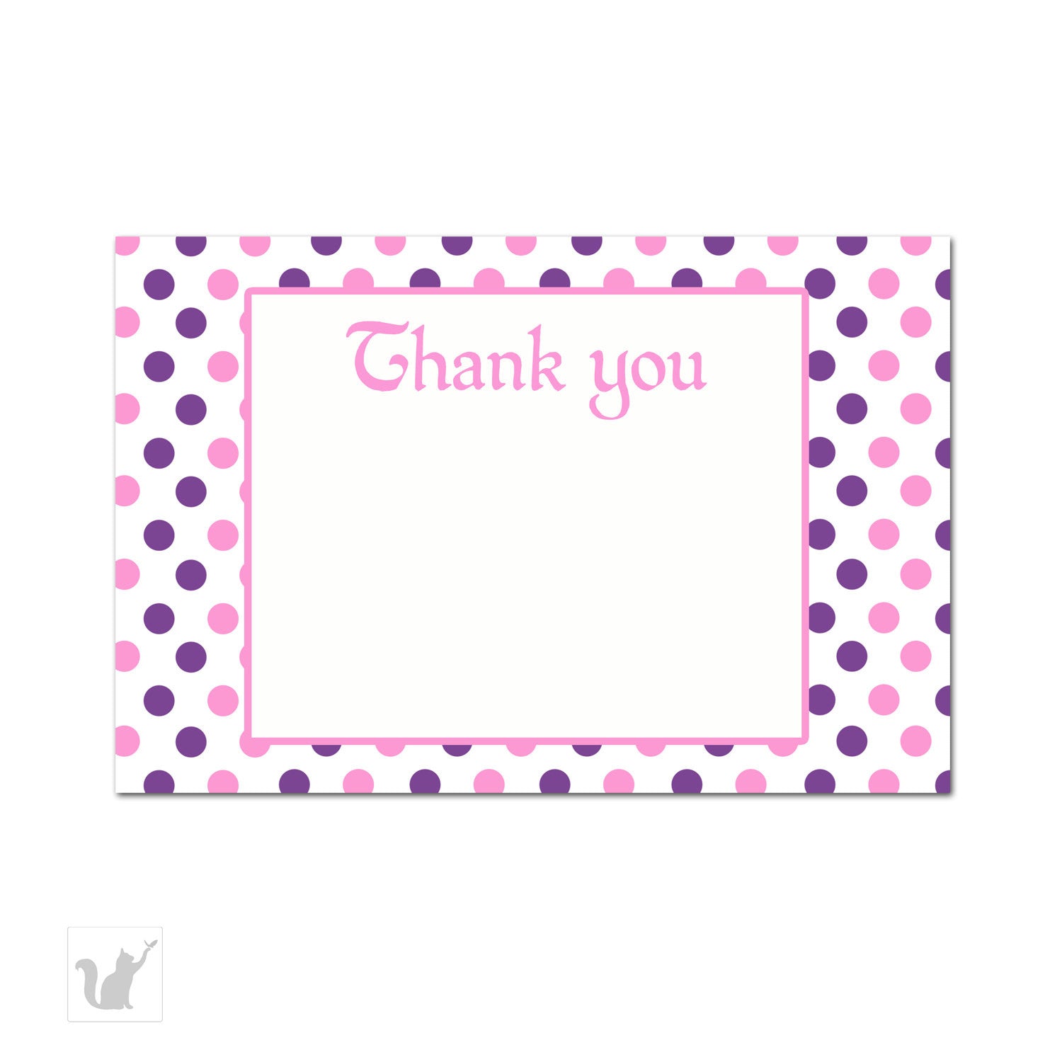 Purple Pink Polka Dots Thank You Card Note - Pastel Colors Birthday Party Baby Shower DIY Printable Card