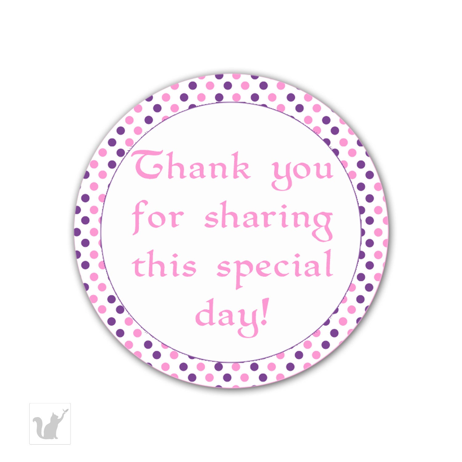 Purple Pink Polka Dots Thank You Label - Favor Stickers Party Decorations Birthday Favors Baby Shower Favors DIY Printable INSTANT DOWNLOAD