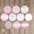 Pink Grey Baptism Christening Small Candy Label Sticker