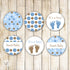 Blue Brown Small Candy Label Sticker Baby Shower