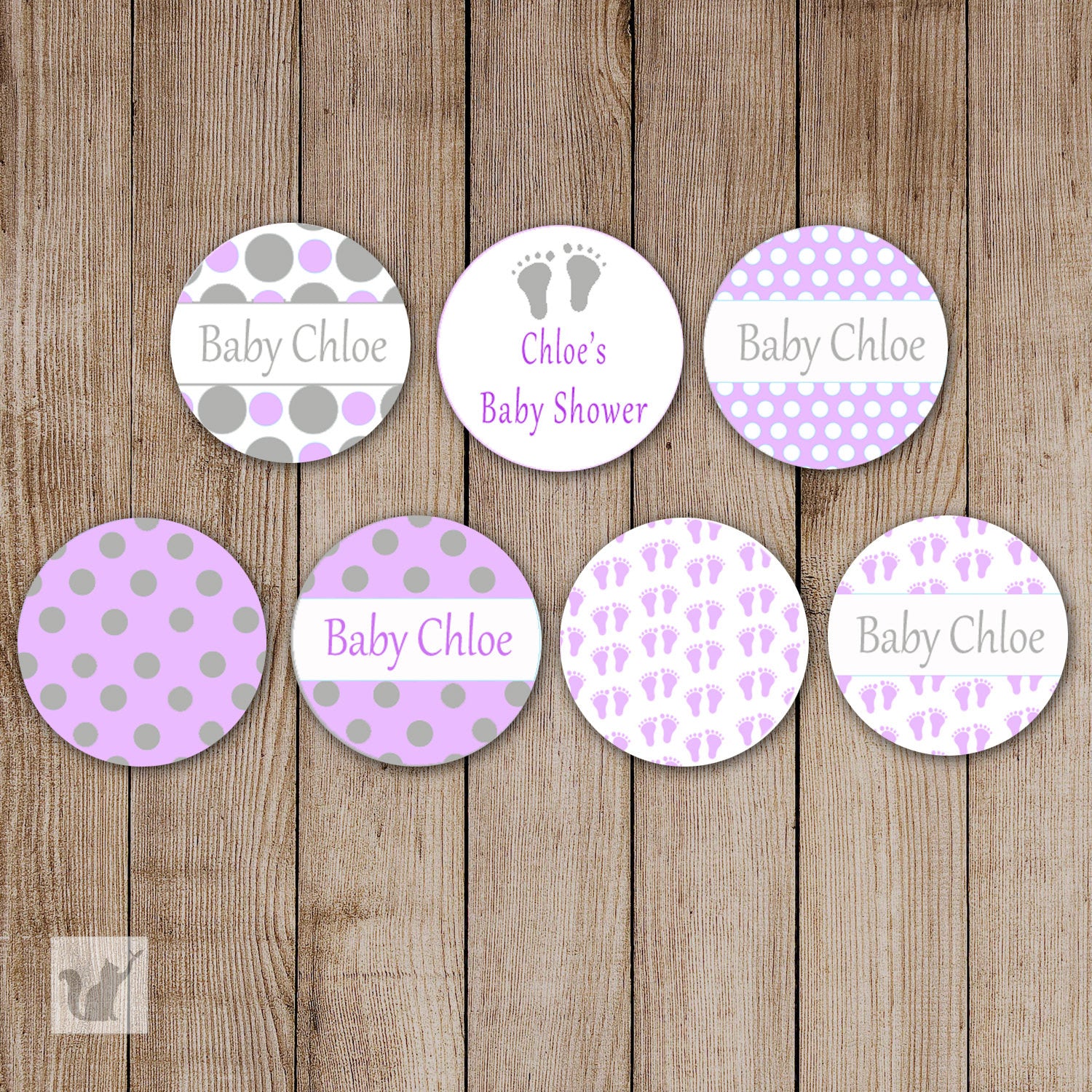 Purple Small Candy Labels Feet Baby Shower Sticker