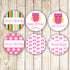 Pink Owl Baby Shower Birthday Small Candy Label Sticker