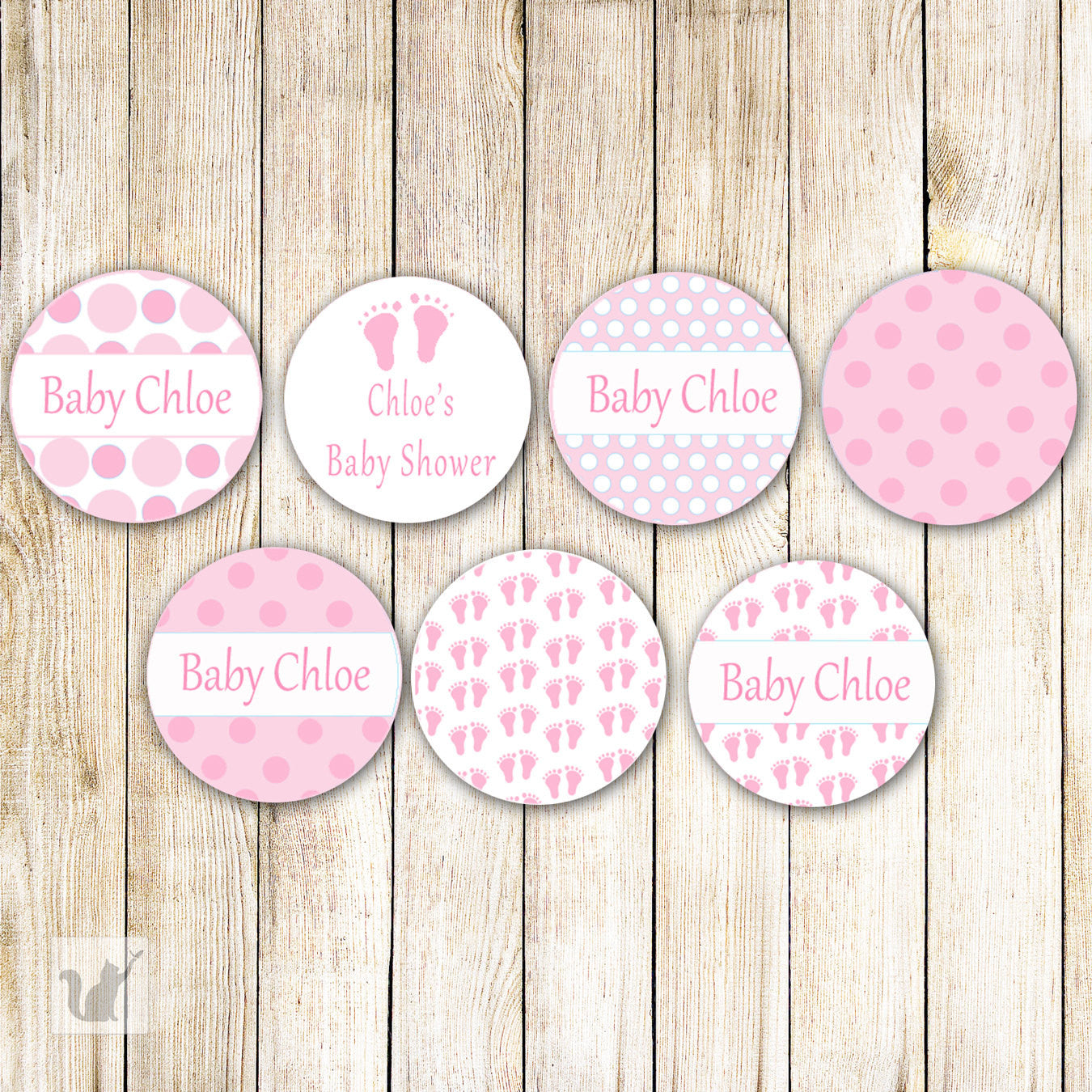 Pink Baby Girl Shower Small Candy Label Sticker