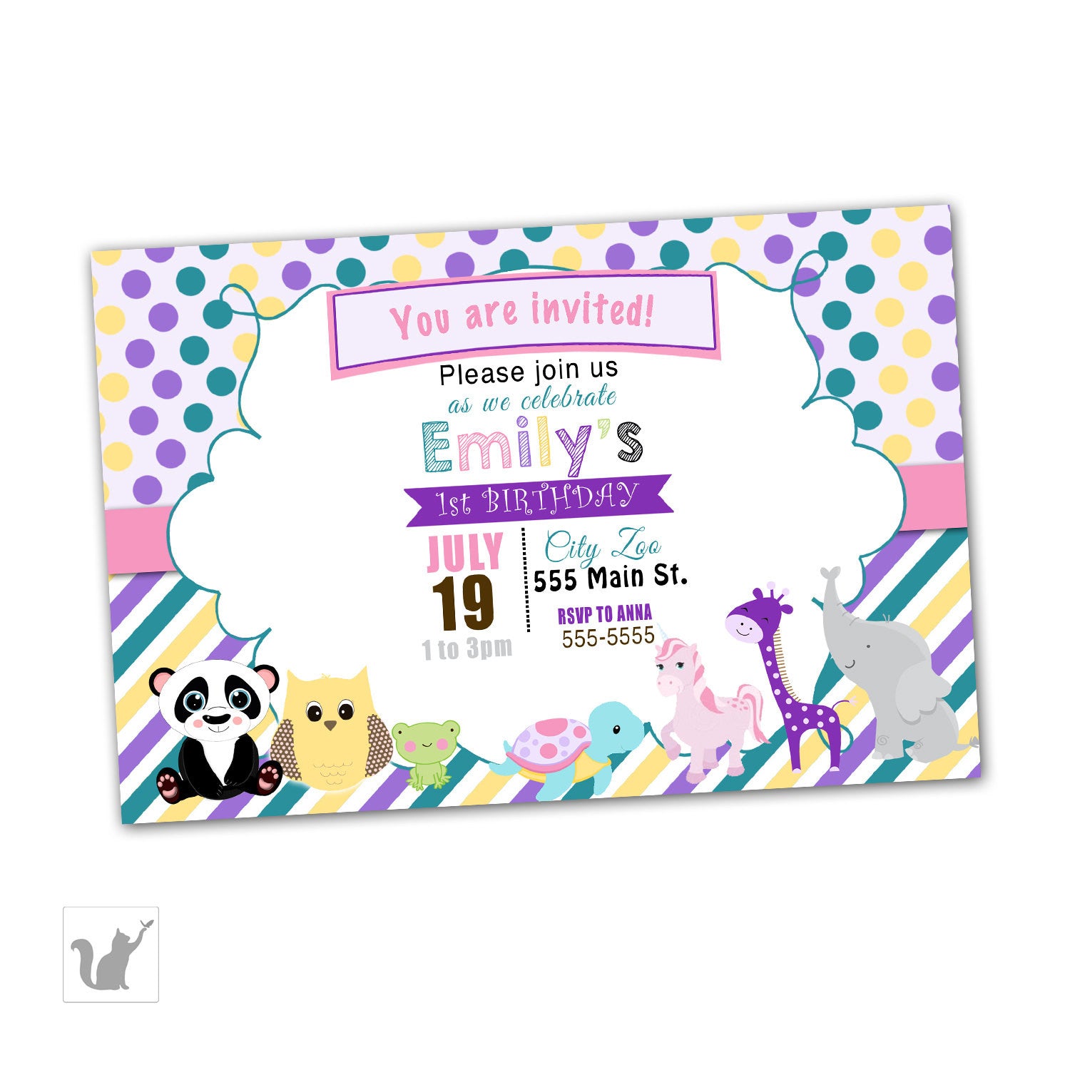 zoo animals invitation