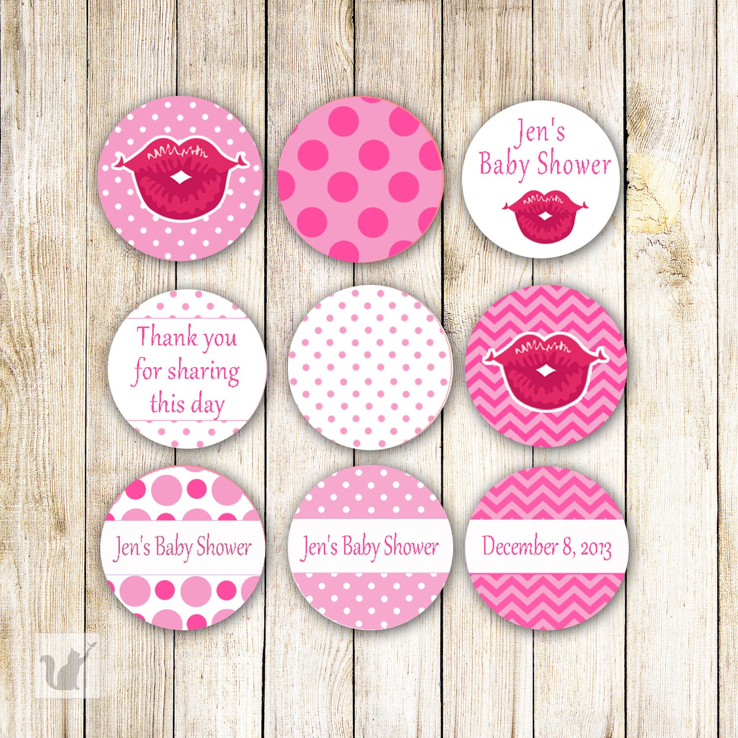 Hot Pink Lips Small Candy Label Sticker