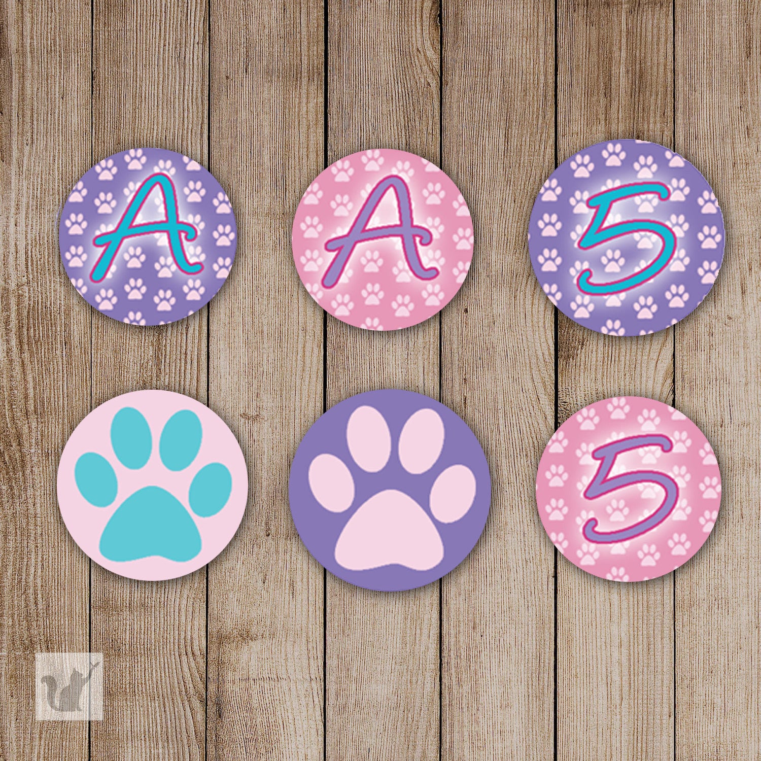 Pawty Paw Small Candy Labels Girl Birthday Purple Pink