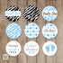 Blue Zebra Small Candy Label Sticker Baby Boy Shower