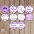 Purple Baptism Christening Small Candy Label Sticker