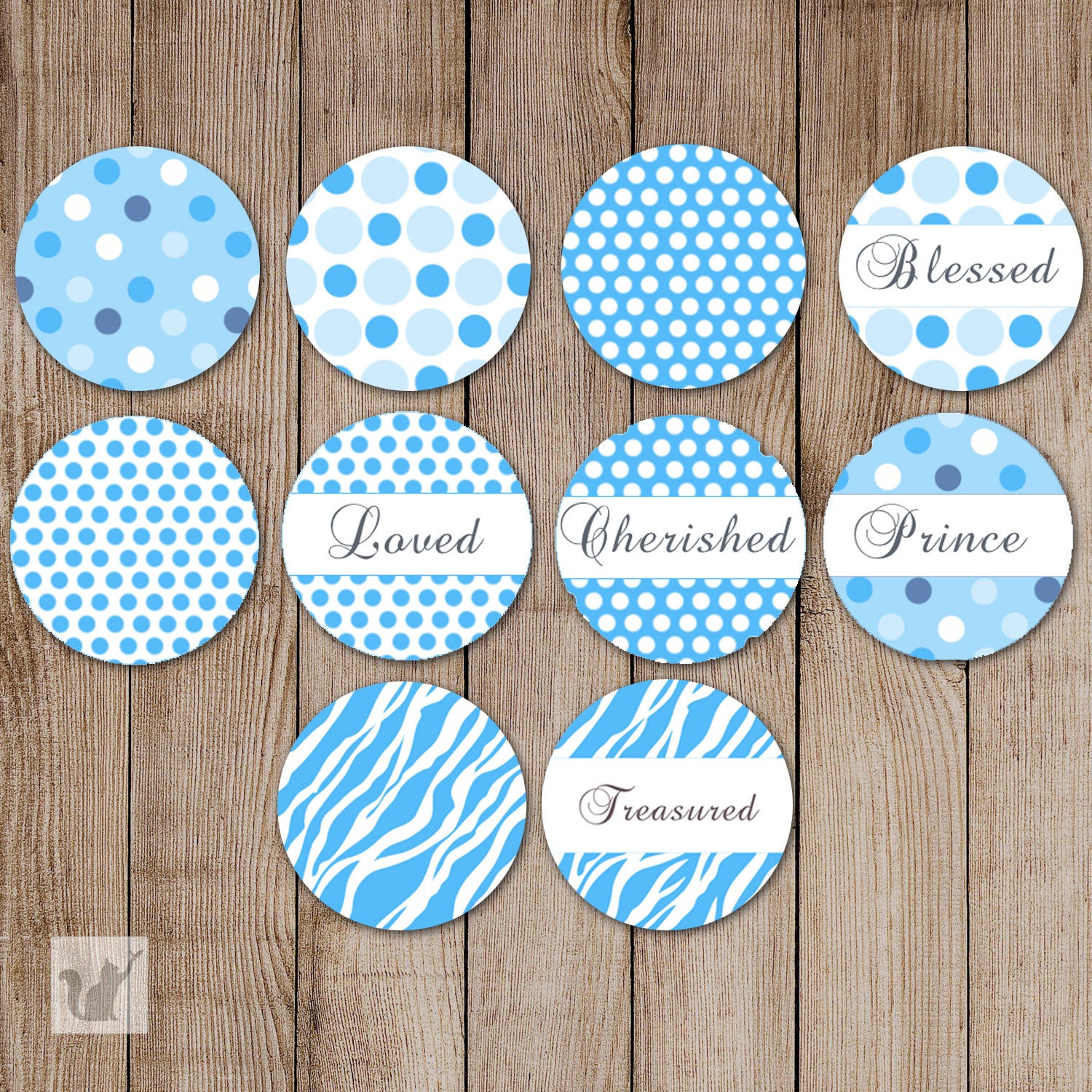 Blue Dots Small Candy Label Sticker Baby Shower Printable