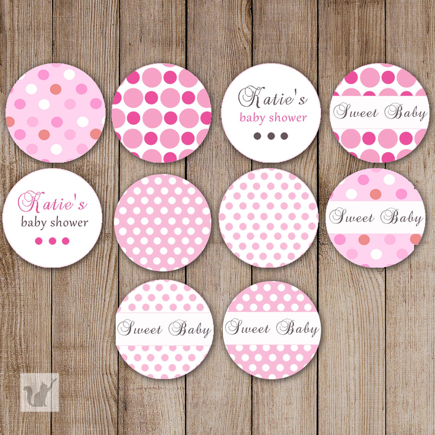 Pink Small Candy Label Sticker Baby Shower Birthday