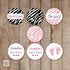 Zebra Pink Small Candy Label Sticker Baby Girl Shower