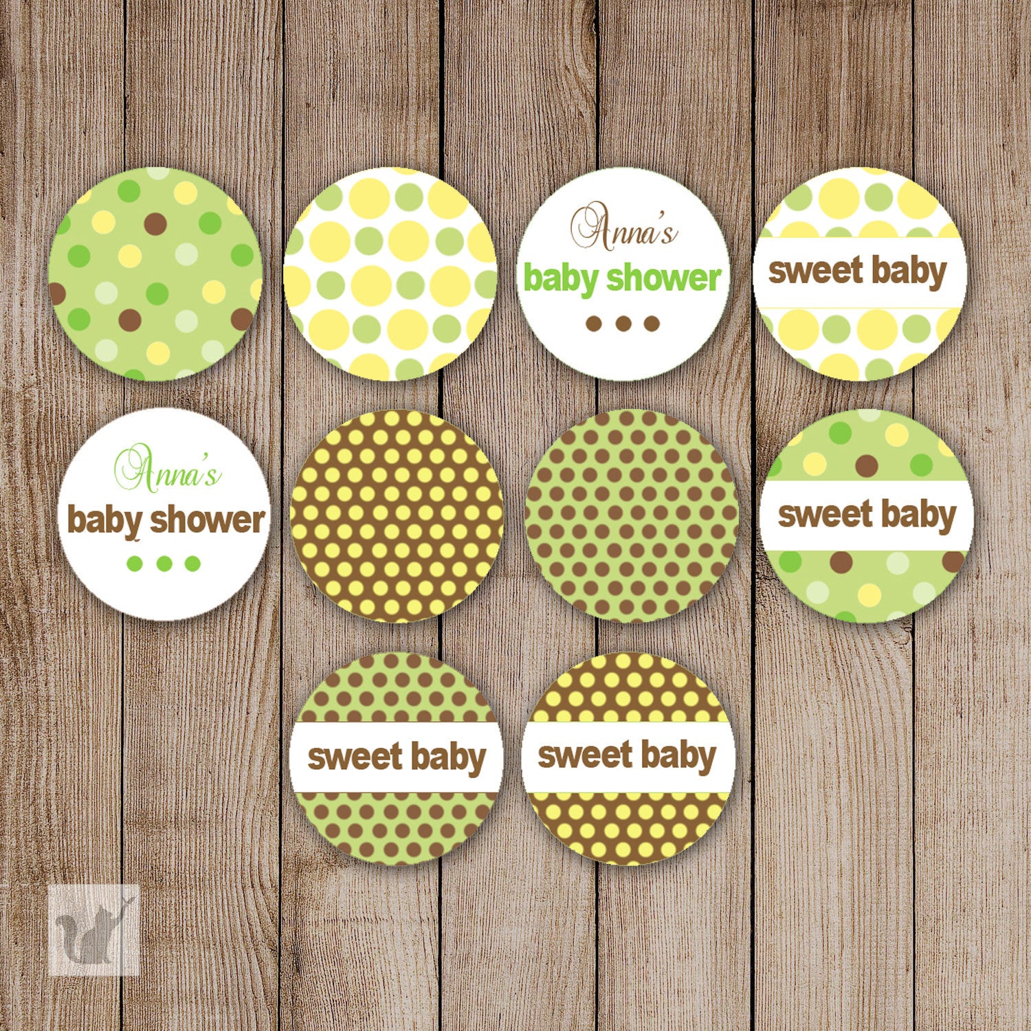 Yellow Green Small Candy Label Sticker Baby Shower Birthday