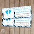 Diaper Raffle Card Ticket Baby Boy Shower Blue Zebra Feet