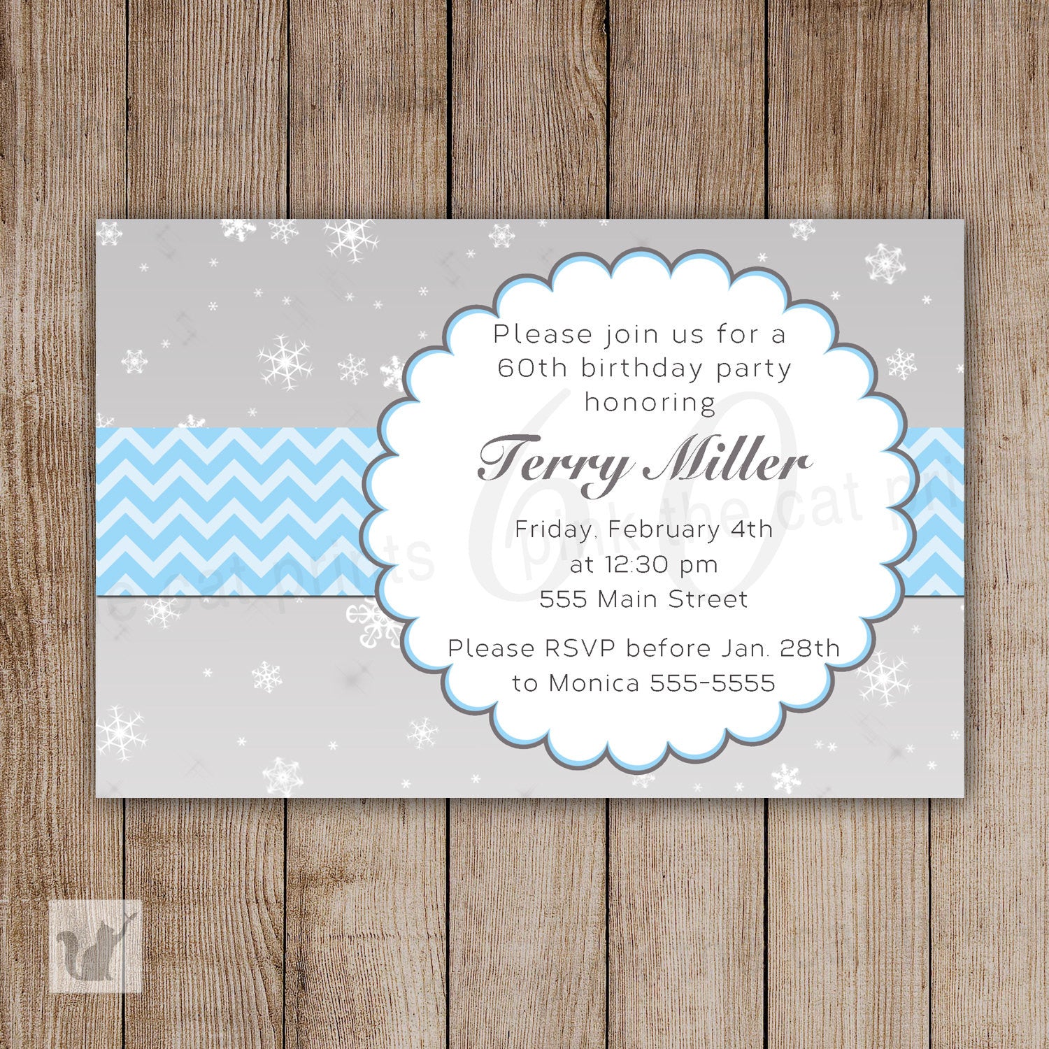 Snowflake Birthday Party Invitation Template Swirly Snowflake