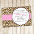 leopard invitation pink brown 