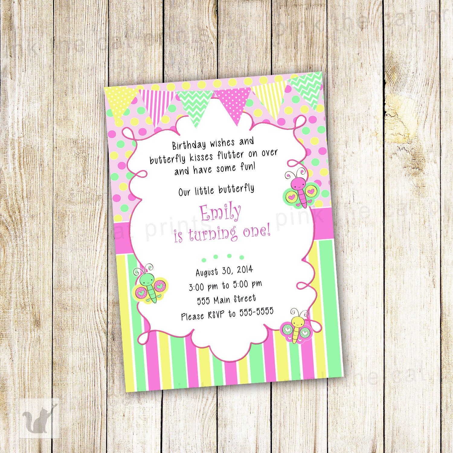 butterflies birthday invitation