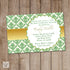 emerald green gold damask invitation