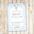 boy baptism blue damask invitation