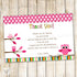 Owl Thank You Card Note Pink Birthday Baby Girl Shower