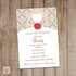 gold red dress bridal shower invitation