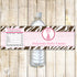 Giraffe Bottle Label Pink Brown Birthday Baby Shower