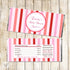 Pink Red Stripes Candy Bar Wrapper Label