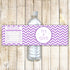Purple White Chevron Bottle Label Baby Girl Shower