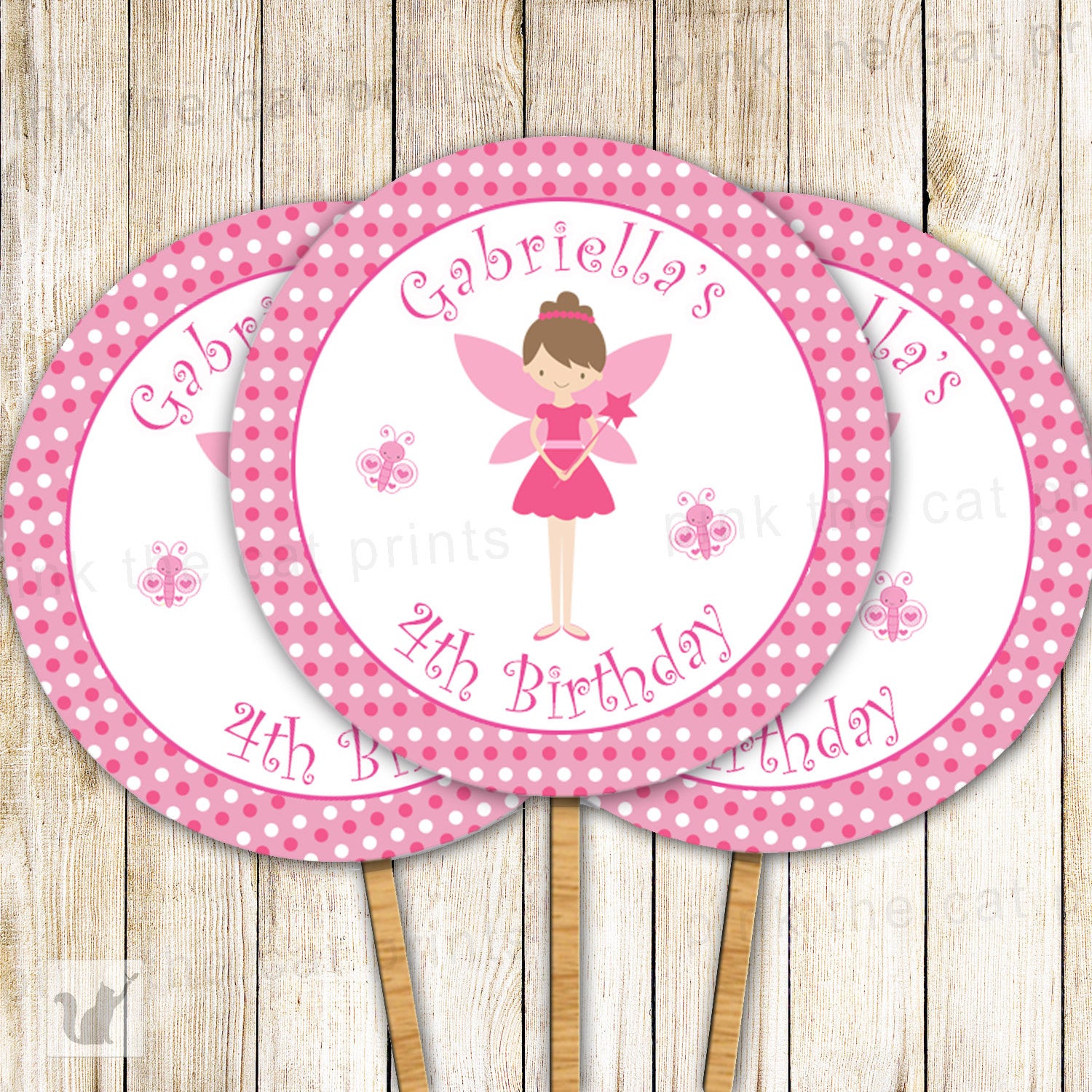 Pixie Cupcake Topper Pink Fairy Birthday