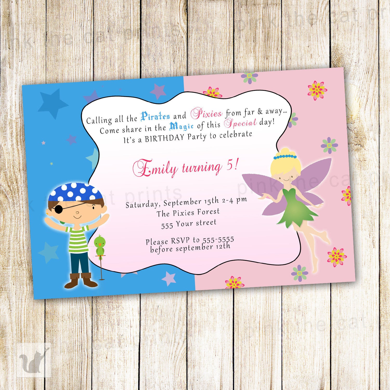 pirate fairy invitation