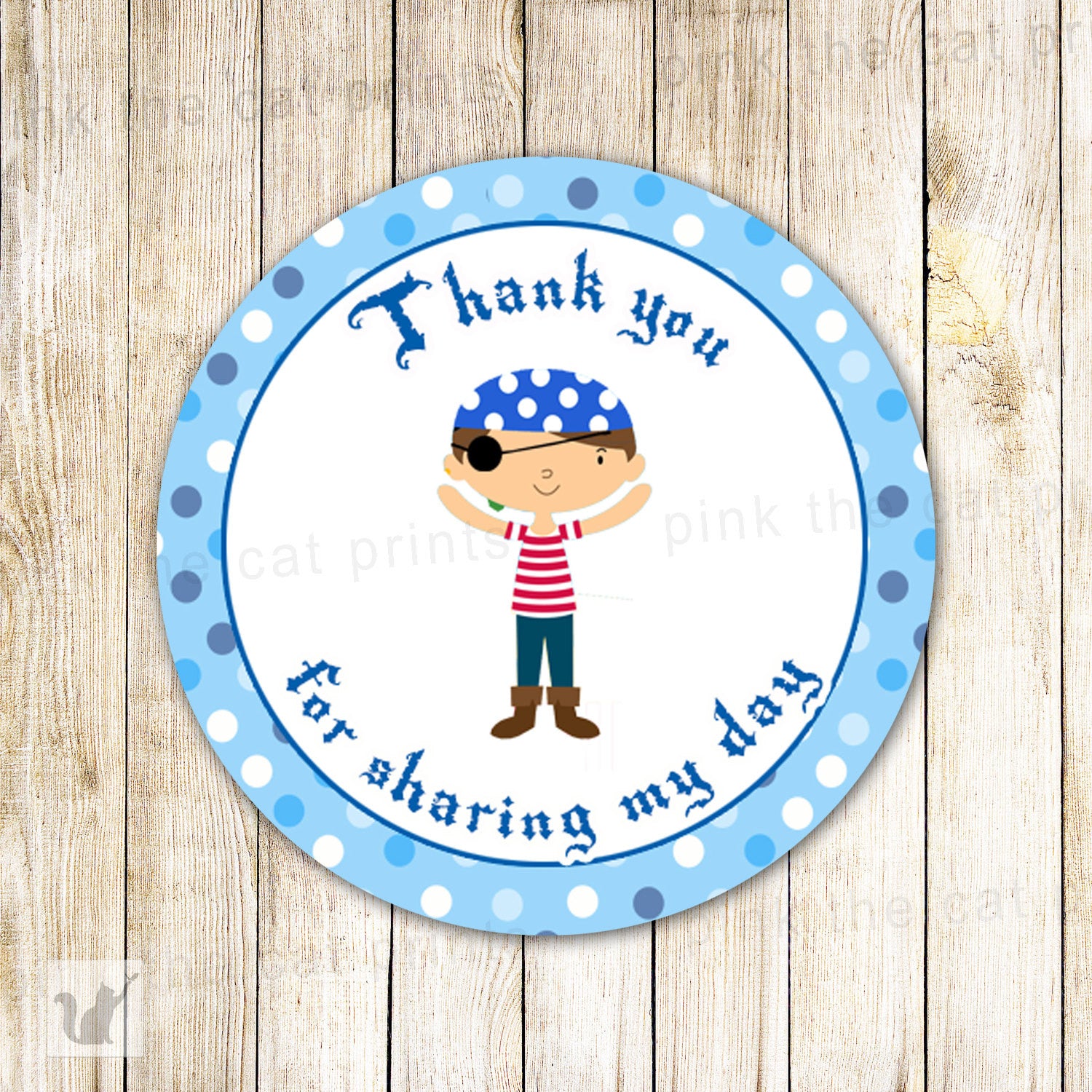 Pirate Favor Labels or Gift Tags - Blue Birthday Party Baby Boy Shower Printable INSTANT DOWNLOAD