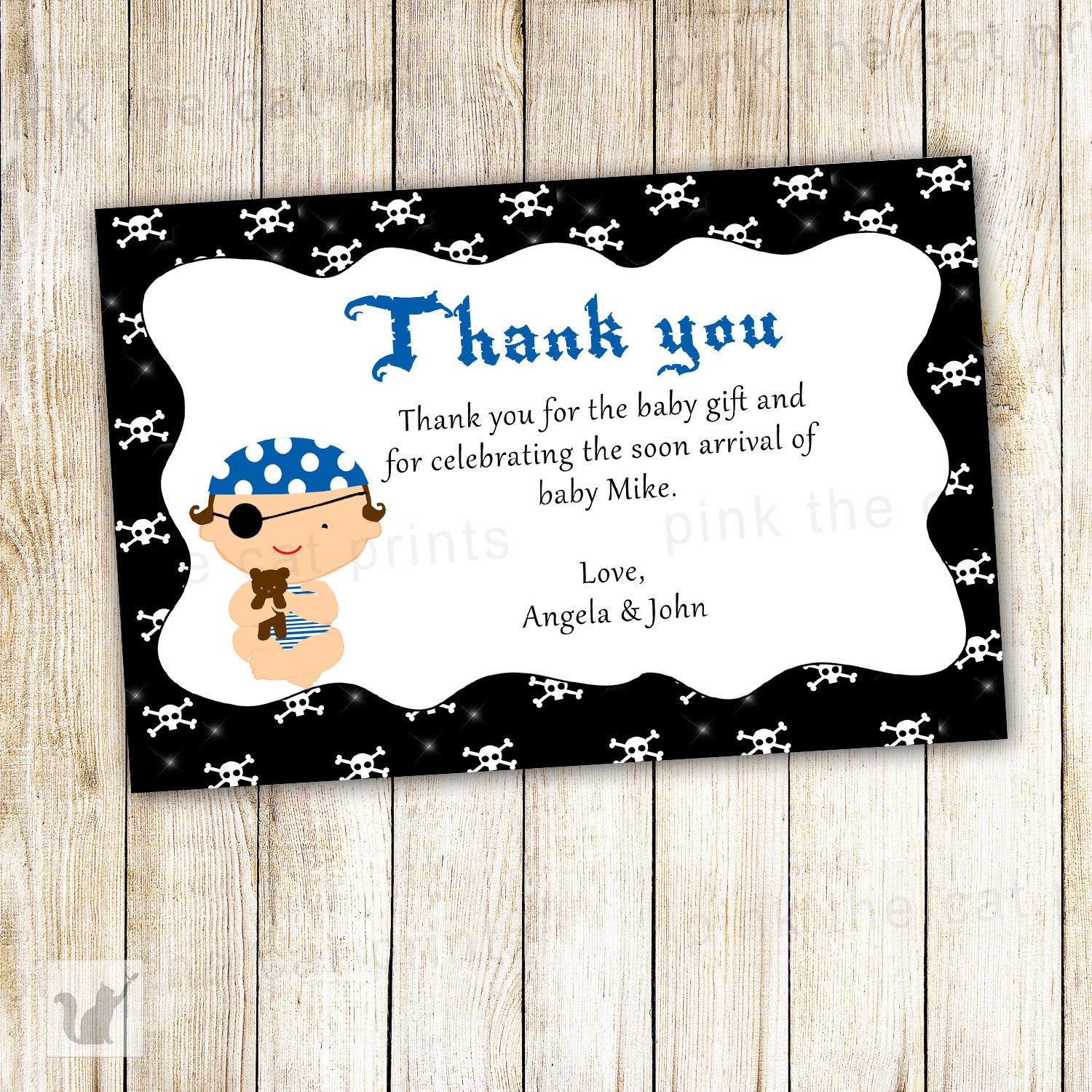 Pirate Thank You Card Baby Boy Shower
