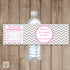 Pink Grey Baby Shower Birthday Bottle Label