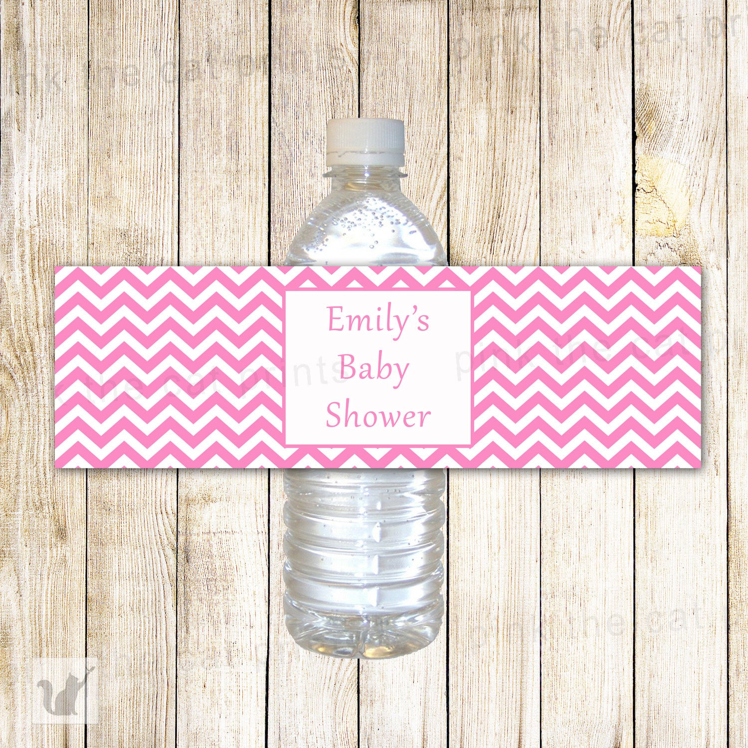 Pink Chevron Bottle Label Birthday Baby Shower