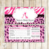 Hot Pink Giraffe Baby Shower Candy Bar Wrapper Label