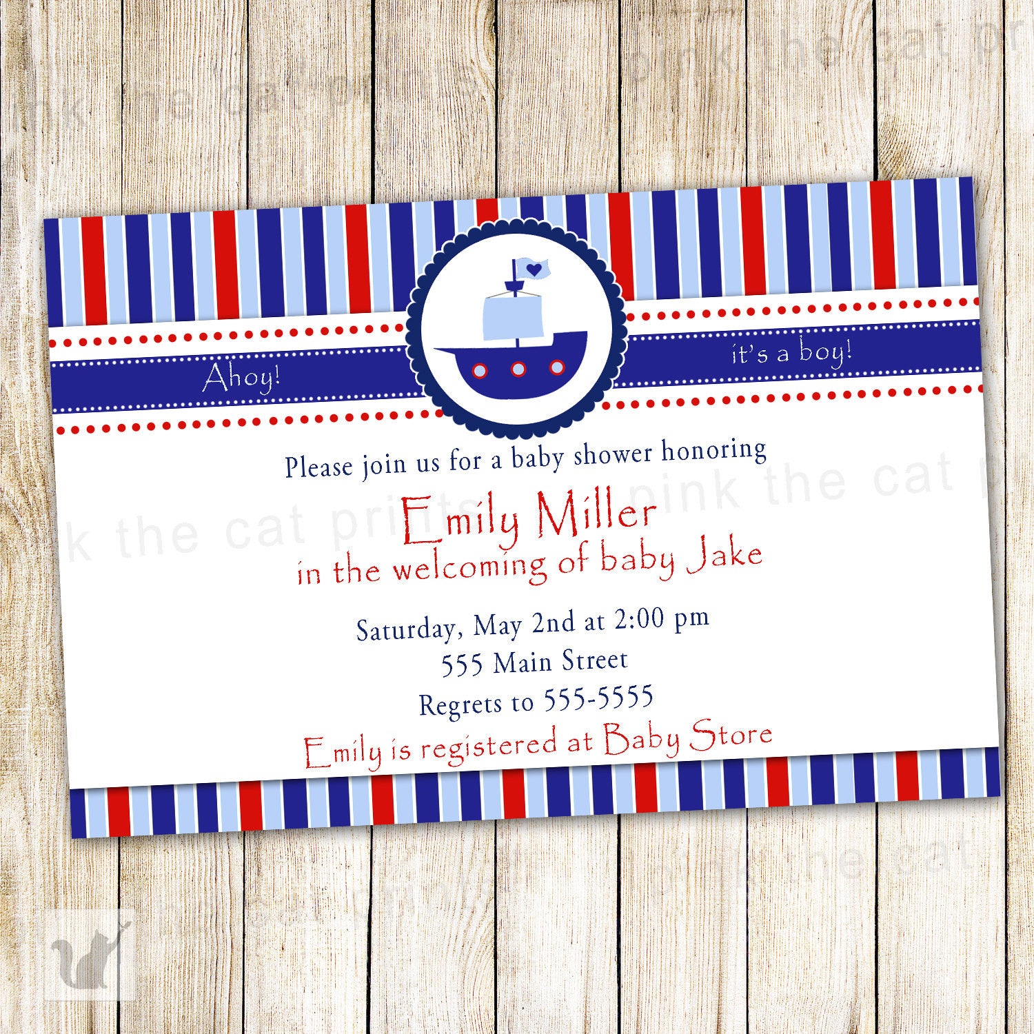nautical baby shower invitation