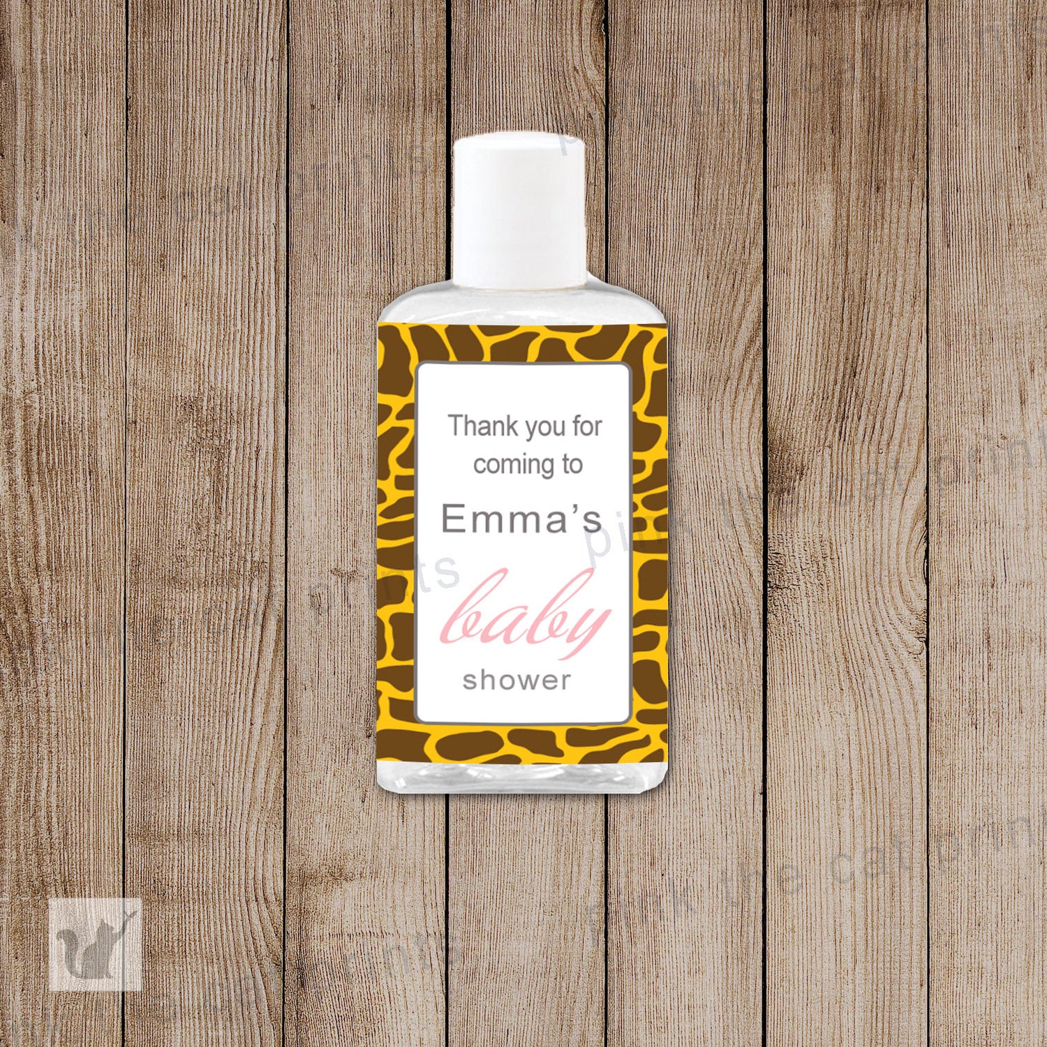 Giraffe Print Hand Sanitizer Labels Baby Girl Shower