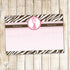 Giraffe Thank You Card - Baby Girl Shower Birthday Party Notes Pink Brown Zebra INSTANT DOWNLOAD