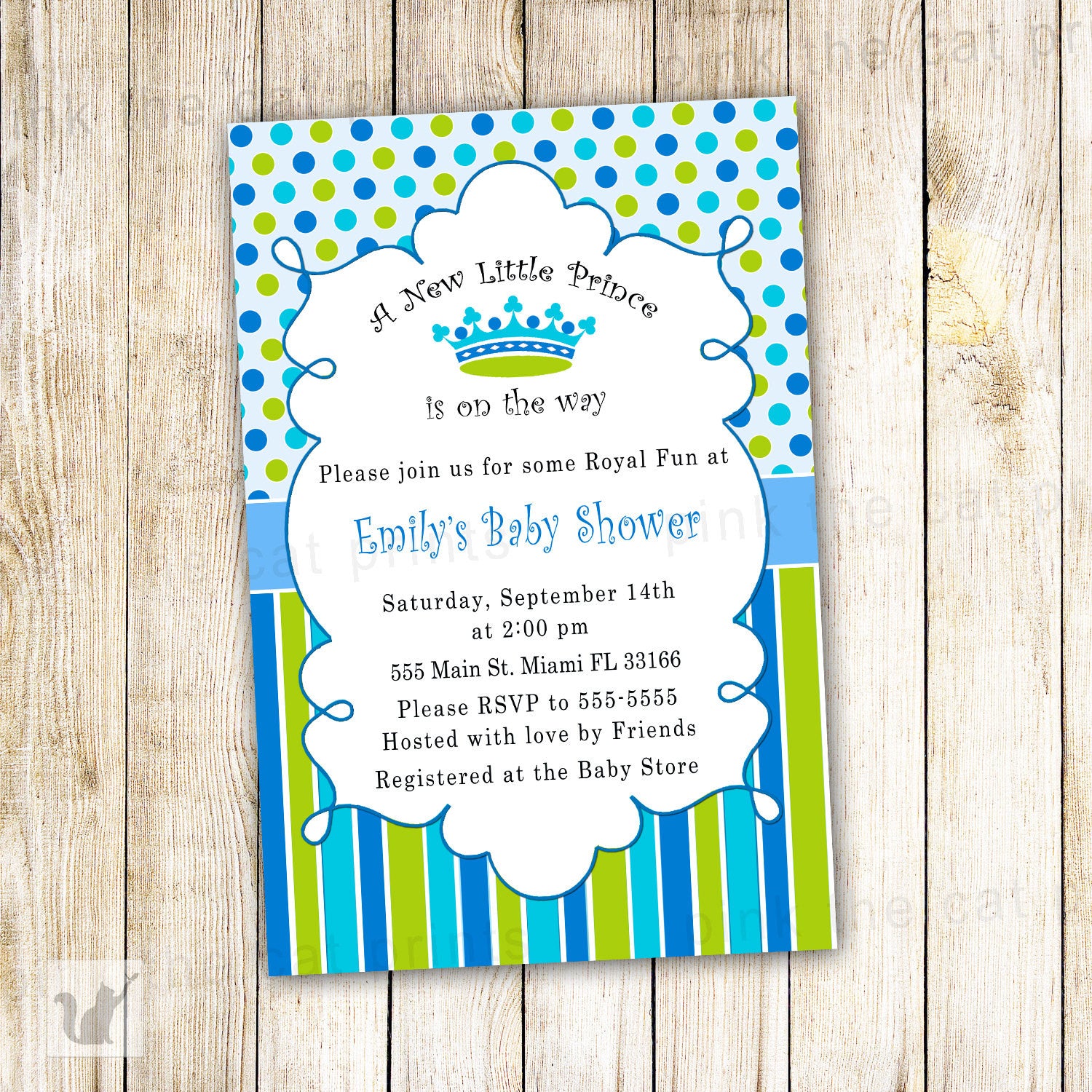 a new little prince baby shower invitation