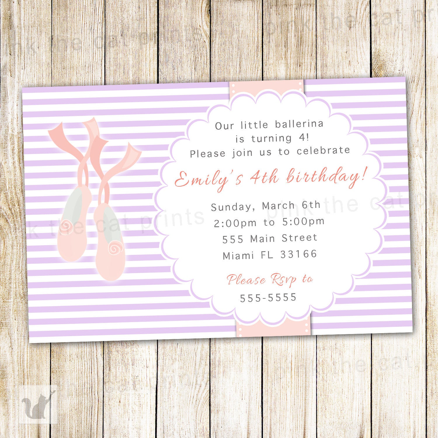 ballerina invitation purple pink