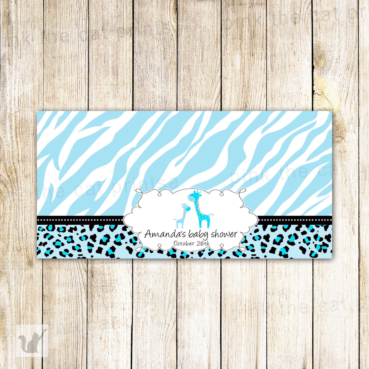 Giraffe Candy Goodie Bag Topper Blue Label Baby Boy Shower