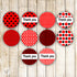 Red Black Polka Dots Candy Label Sticker Birthday Baby Shower