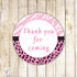 Zebra Leopard Favor Label Sticker Tag Birthday Baby Bridal Shower Pink