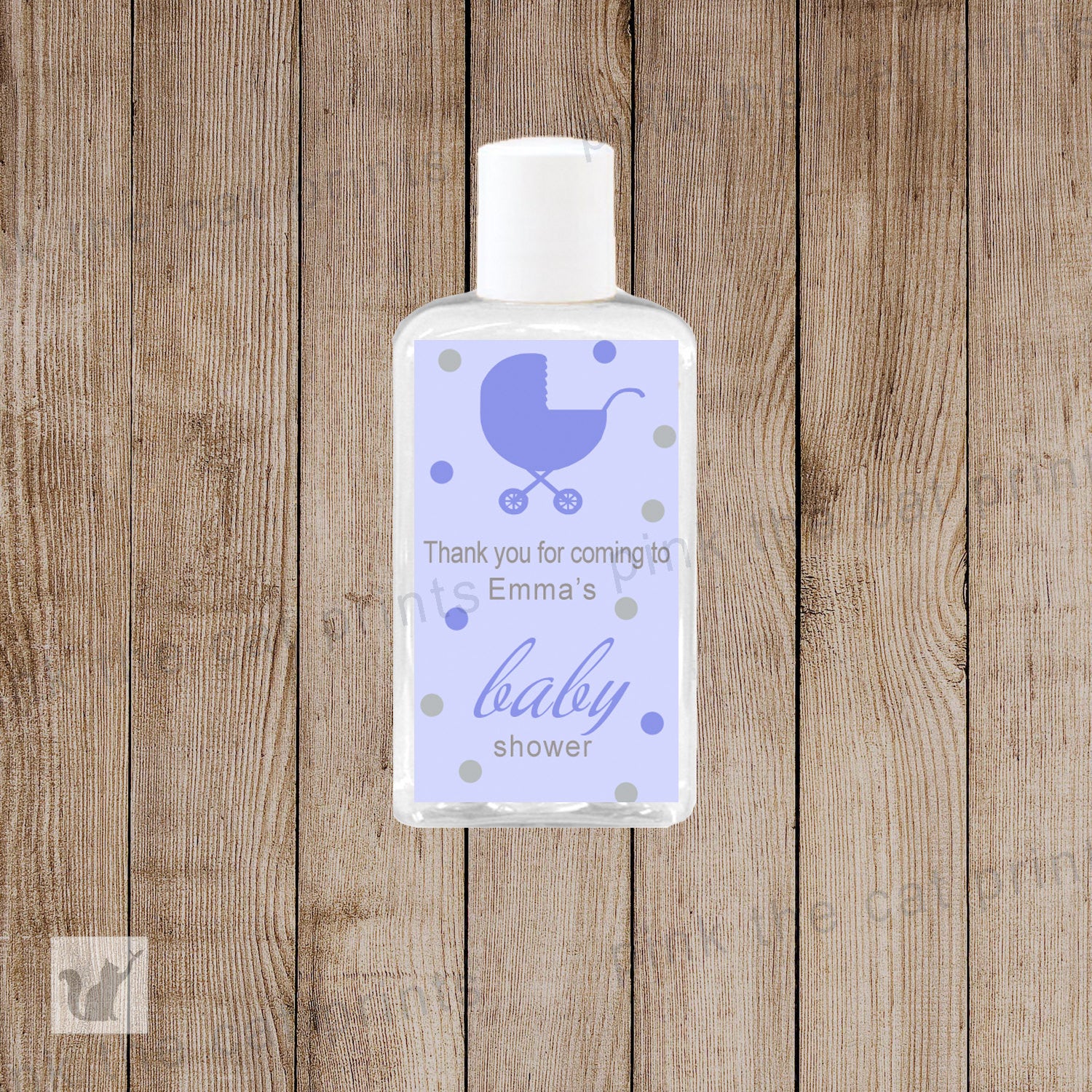 Purple Stroller Hand Sanitizer Labels Baby Girl Shower