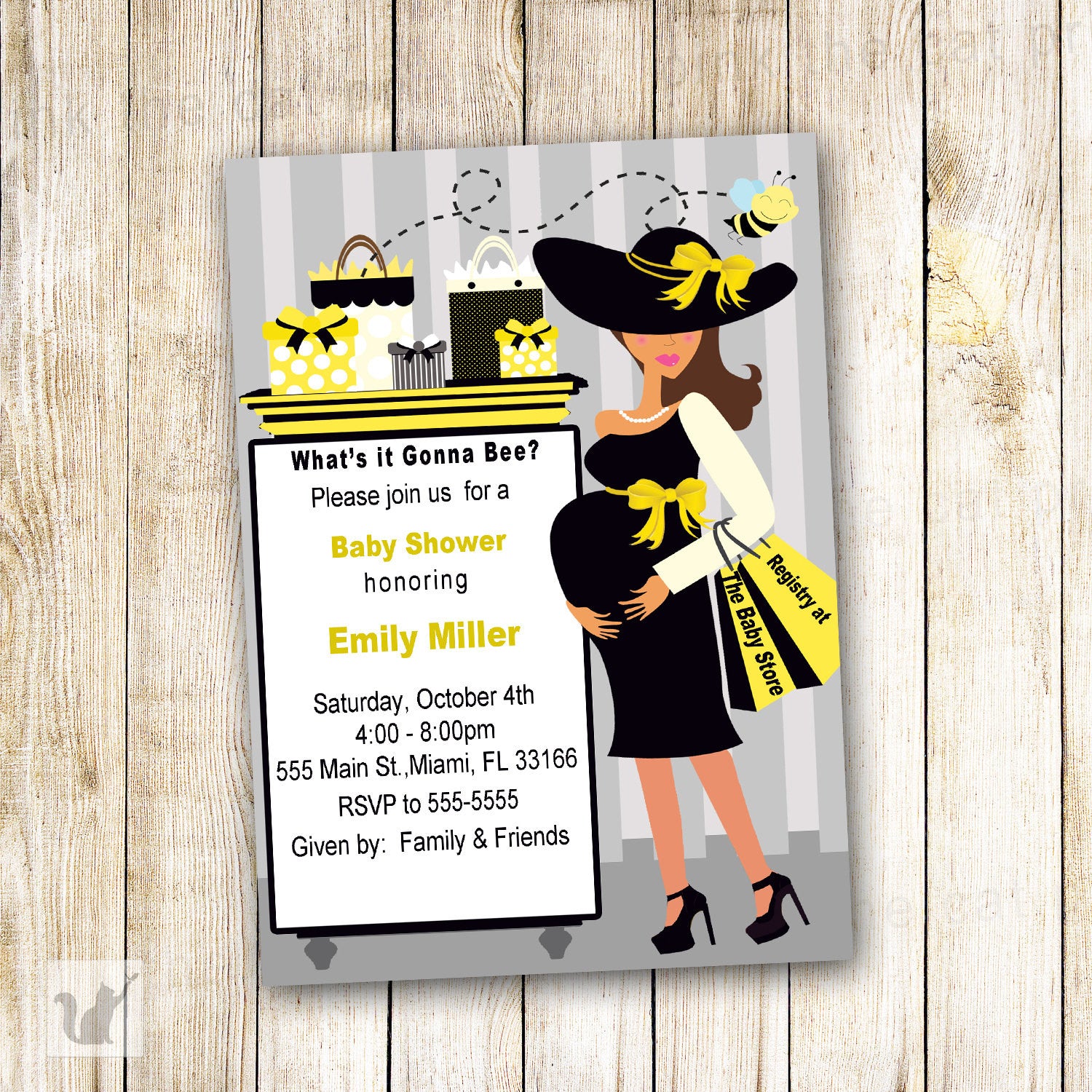 Bee Invitation Baby Shower Gender Reveal Pregnant Mom Gifts