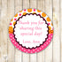 Polka Pink Orange Label - Gift Favor Tag Birthday Baby Girl Shower Printable Personalized INSTANT DOWNLOAD