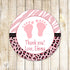 Pink Zebra Label Gift Favor Tag Baby Girl Shower Sticker