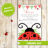 Ladybug Thank You Card - Red Black Printable Editable File INSTANT DOWNLOAD