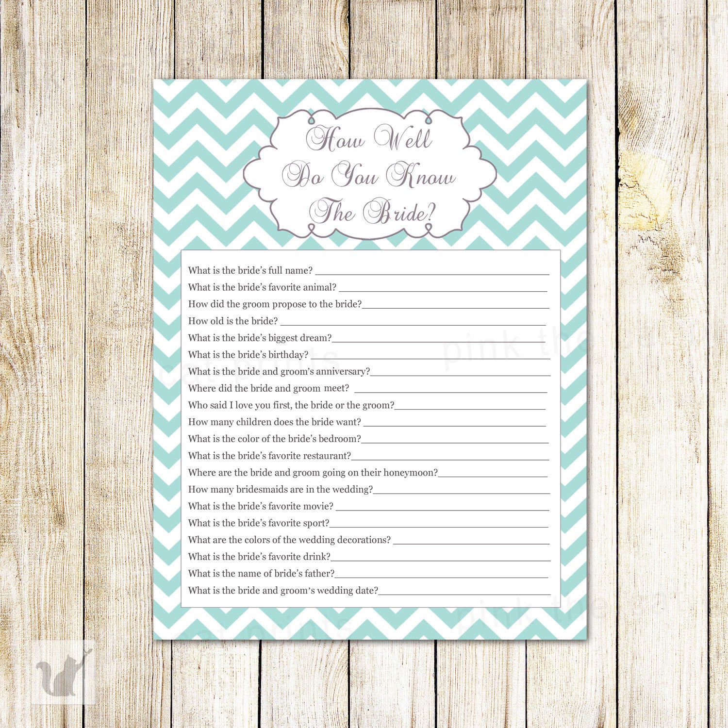 bridal shower game